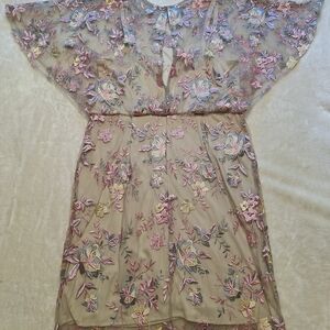 Floral Embroidered Sheer Dress
